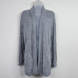 Barefoot Dreams CozyChic Cardigan Womens M Gray‎ Ultra Lite Knit Minimalist Boho